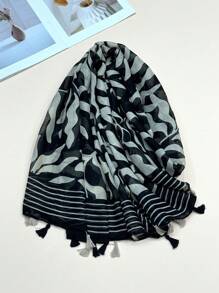 Stylish Women's Simple & Elegant Scarf, New Breathable Fringed Shawl/Wrap, Vibrant Spring/Summer Outdoor Beach Scarf, Versatile Headscarf - Multicolor - View 1