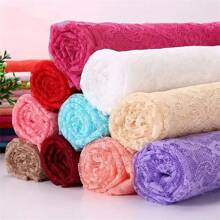 黑色蕾丝面料按米计价适用于服装窗帘婚纱缝纫纯色牡丹花朵图案柔软布料抗皱垂坠 - 多色 - 查看 1