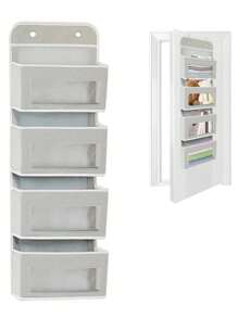 Organizador De 4 Bolsillos Transparentes Para Colocar Sobre Colgable - Gris Claro - Ver 4