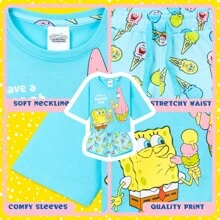 SPONGEBOB Pyjama Set Short PJ Lounge Nightwear Soft Summer Sleepwear Gift - Blue - View 3