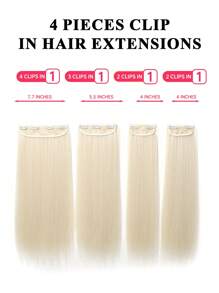 Clip In Hair Extensions,22 Inch Black Hair Extensions 4PCS/Set Black Straight Hair Extension Soft And Natural Hair Extensions For Women Heat Resistant Synthetic Hairpiece For Christmas Daily Use - Gold - View 4