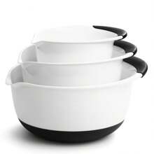3-Piece Mixing Bowl Set,Plastic Nesting Bowls For Baking Cooking And Prepping,Stackable Design,Plastic,Christmas - White - View 1