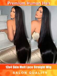 13x4 Silky Straight Transparent Lace Front Wig Virgin Human Hair Wear And Go Glueless Wig Pre Plucked Natural Hairline 150% Density Buss Down Very Long 36inch Hair Transparent Frontal For Women Unprocessed Hair Natural Black Pre-Plucked Hairline