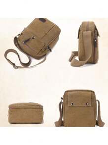 男士帆布斜挎包：带有多个口袋的时尚单肩包 - 非常适合户外旅行！