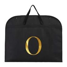 Clothing Dust Cover Men Western-Style Clothes Storage Bags Moisture-Proof Clothing Organizer Hanging Garment Bags Stuff Bag Initial Name A To Z Gold Letter Print Portable Foldable Clothes Storage Pouch For Outdoor Holiday Travel Accessories - Black - View 17
