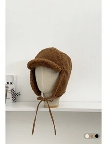 Gorro de trampero de piel sintética acolchada de colores contrastantes, cálido, con orejeras, unisex para parejas, adecuado para invierno, ciclismo, esquí, snowboard, otoño/invierno