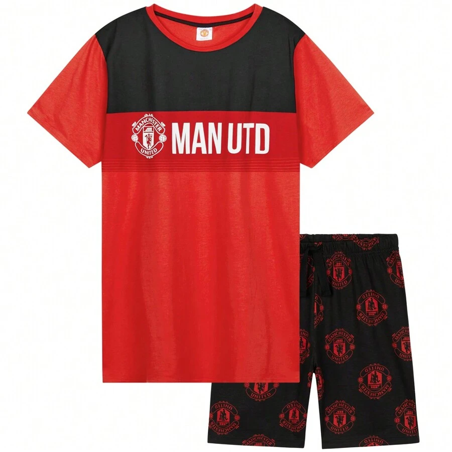 Manchester United F.C. Short Pyjama Set Breathable Lounge Wear Man United Gift - Red - View 1