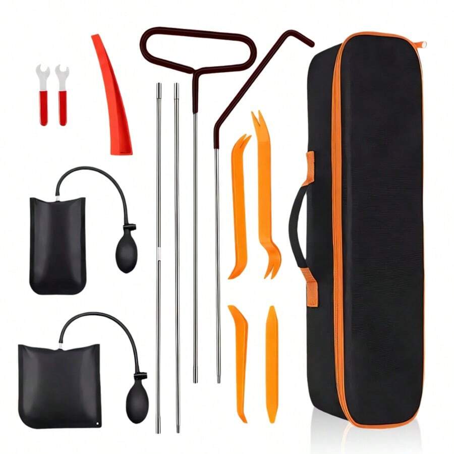 Kit De Bomba De Aire Para Abrir Puerta De Auto, Kit Desbloqueo Puerta Airbag, Herramienta Mantenimiento Reparación Desabolladuras Coche, Varilla Acero Inoxidable Extracción Interior Cuña Conductor - Negro - Ver 1