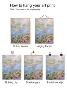 1pc Frameless Claude Monet, Water Lilies Impressionist Landscape Painting | Vintage Flower Print | Printable Wall Art - Multicolor - View 6