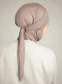 1 件装女式头巾纯色围巾拉法帽带抽绳，透气头巾弹性头巾，适合日常生活、运动、瑜伽、健身和时尚服装轻便帽