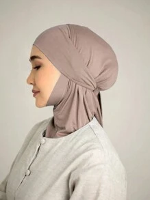 1 件装女式头巾纯色围巾拉法帽带抽绳，透气头巾弹性头巾，适合日常生活、运动、瑜伽、健身和时尚服装轻便帽