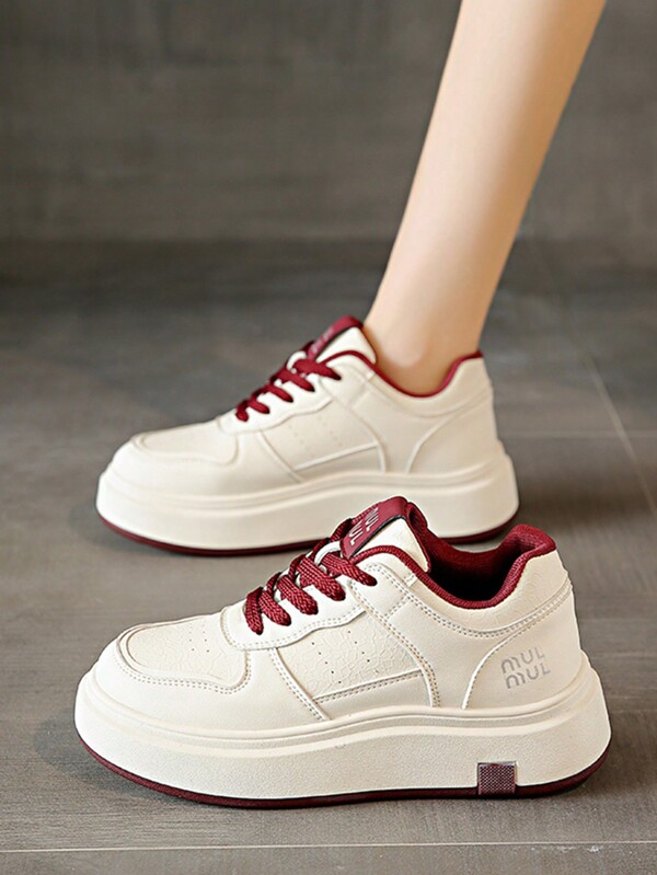 Women's Platform Sneakers, White Casual Sports Shoes, Fashion Versatile Rubber Sole Trainers, Travel Outdoor Footwear
