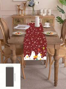 1 件涤纶印花圣诞防水桌旗，多种尺寸可选，节日气氛圣诞桌旗，适合优雅的节日、婚礼、圣诞节、感恩节装饰 - 为您的餐桌增添精致 - 紅雪花 - 查看 15