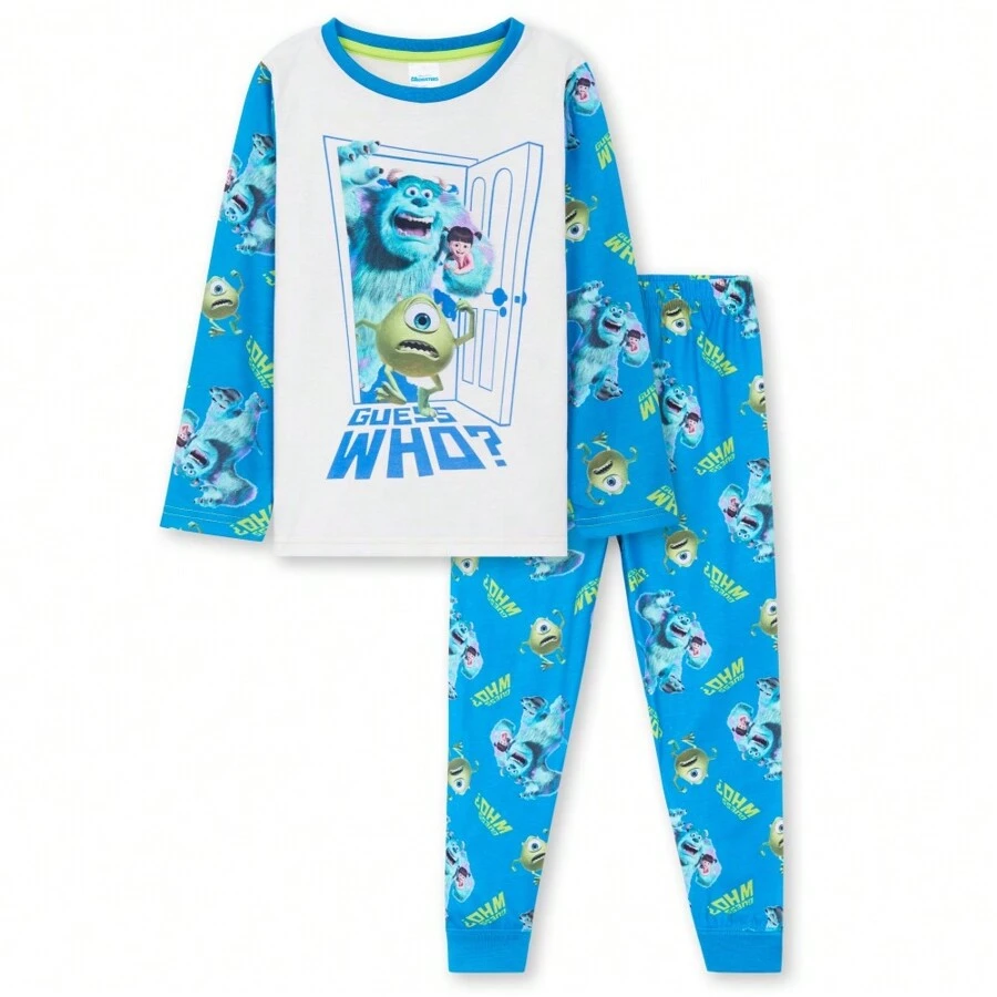 Disney Monsters Inc Pyjama 2 Piece Lounge Wear Long Top And Bottoms PJ 3-12 Years Gift - Blue - View 1