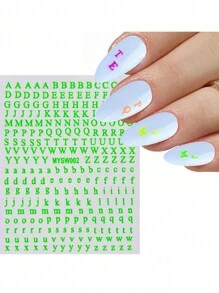 1/7 张 3D 字母指甲贴纸 7 种混合颜色字母指甲贴纸全息小字母指甲贴纸，1 件/7 件 3D 彩色字母自粘指甲贴花适用于女士女孩指甲 - 彩色 - 查看 9