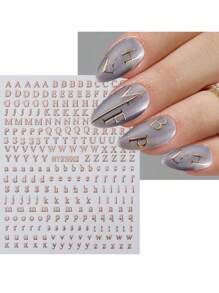 1/7 张 3D 字母指甲贴纸 7 种混合颜色字母指甲贴纸全息小字母指甲贴纸，1 件/7 件 3D 彩色字母自粘指甲贴花适用于女士女孩指甲 - 彩色 - 查看 7