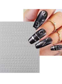 1/7 张 3D 字母指甲贴纸 7 种混合颜色字母指甲贴纸全息小字母指甲贴纸，1 件/7 件 3D 彩色字母自粘指甲贴花适用于女士女孩指甲 - 彩色 - 查看 5