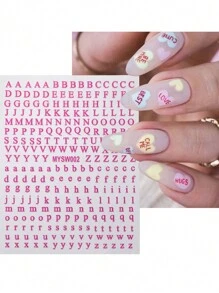 1/7 张 3D 字母指甲贴纸 7 种混合颜色字母指甲贴纸全息小字母指甲贴纸，1 件/7 件 3D 彩色字母自粘指甲贴花适用于女士女孩指甲 - 彩色 - 查看 8