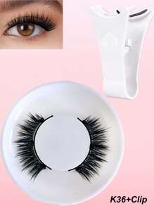 一对 C 卷磁性假睫毛套装，带专业涂抹镊子，可重复使用，无胶假睫毛，漫画睫毛，自然长蓬松仿貂毛柔软毛，轻盈眼妆工具，适合美容旅行派对