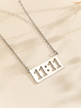 1 pieza Collar con numeral minimalista de acero inoxidable, collar de lujo de nicho de alta gama 11:11, collar de cadena unisex para sudadera