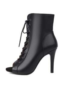 Zapatos de baile latino para mujer Lasyarrow, zapatos de salsa de baile moderno de tacón alto, zapatos de salón de baile, botas de tacón alto y sexy de moda para damas - Negro - Ver 5