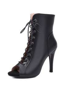 Zapatos de baile latino para mujer Lasyarrow, zapatos de salsa de baile moderno de tacón alto, zapatos de salón de baile, botas de tacón alto y sexy de moda para damas - Negro - Ver 6