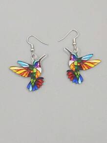 2pcs Vivid Bird Acrylic Dangle Earrings, Vintage Style Fashion Earrings For Women - Style 1 - View 3