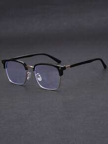 1 Stück Herren Metallhalb-Rahmen Business Retro Nicht-Rezept Brille, geeignet für den täglichen Gebrauch, Computerspiele, Büroarbeit