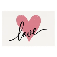 1pc/4pcs/6pcs Pink Heart Shape Placemats, I Love You Linen Woven Table Mats, Heat Resistant, Square, Machine Washable, Home And Dining Decoration For Valentine's Day