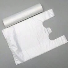 50/100 piezas Bolsas de plástico transparentes blancas portátiles, bolsas de compras de supermercado, bolsas de compras de tela, duraderas, bolsas para llevar, suministros de embalaje
