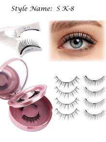 2对磁性假睫毛，可重复使用，自然妆效，含佩戴器，无需胶水，易于佩戴和卸除（磁性假睫毛） - 自然纖長款 - 查看 17