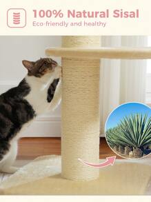 PAWZ Road 36.2'' Flower Cat Tree, Cat Tower With Super Thick Scratching Post [Diameter=4.9''], Scratching Post For Large Cats, Flower Cat Bed, Tall Scratching Post For Indoor Cats