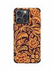 قطعة واحدة حالة هاتف مطبوع بتصميم زهري باروك ، تصميم زهري عتيق ، غلاف ناعم مضاد للصدمات والسقوط ، متوافق مع هواتف أيفون 11 12 13 14 15 16 برو ماكس ، مصنوع من مادة TPU بطباعة ألوان أشعة فوق البنفسجية بمظهر جلدي