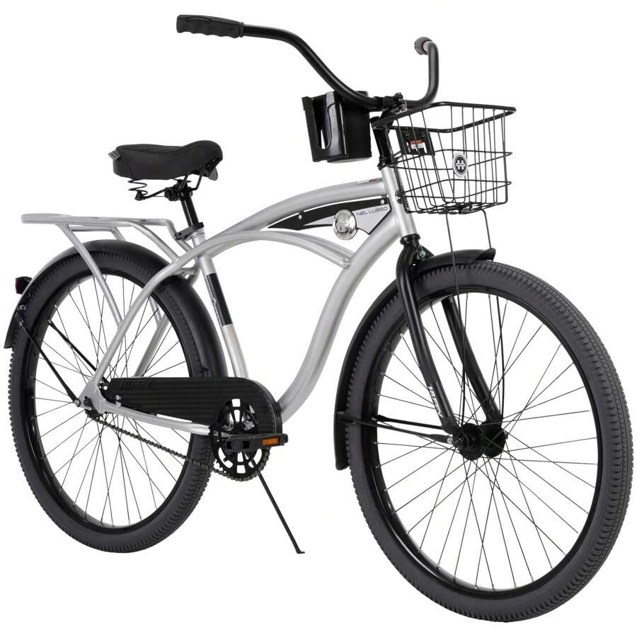 Huffy 26" Nel Lusso Cruiser Bike, Fits Riders 5'0"+, Matte Black, Adult, Men's - Silver - View 1