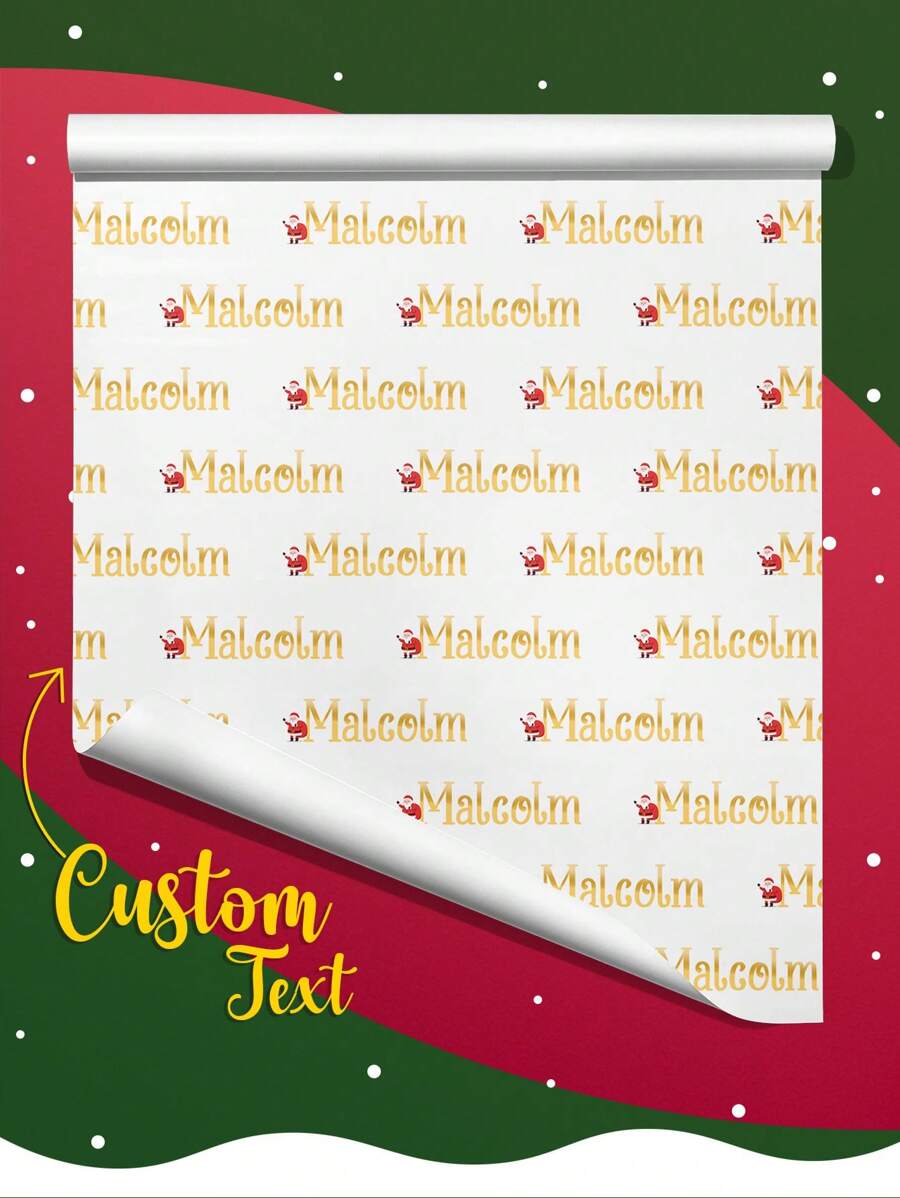 1 lembar Kertas Pembungkus Kado Kustom, Kertas Pembungkus Kado Personalisasi dengan Pola dan Teks, Kertas Pembungkus Kado Natal, Kado Natal Kustom yang Menyenangkan, Kertas Pembungkus Kado Pesta, Kertas Pembungkus Kado Liburan, Kado Natal, Santa Claus, Topi Santa, 42*60cm, Kado untuk Pria/Wanita, Kalender Liburan - Nama khusus - View 1