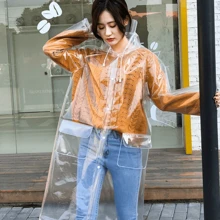 Transparent Large Brim Fashionable And Minimalist Men And Women Raincoat, Outdoor Jacket For Hiking And Cycling Summer Cooling, Beach, Travel Insulation, Galentines, Puppy, Carnival, Spring Summer Picks, Brides Maid Gifts, Room, Bedroom Decor, Bedroom Decor, Beach, Travel, For Men, For Women, Vacationcute Stuff - Clear - View 4