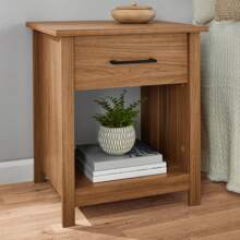Mainstays Hillside Nightstand With Drawer, Walnut Finish