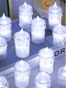 1/3/12/24 piezas Luces de vela electrónica blanca LED, luces de vela sin llama a pilas, velas decorativas adecuadas para boda, mesa de comedor, vacaciones, Navidad, fiesta de cumpleaños, Día de San Valentín - luz blanca - Ver 6