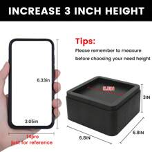 MYMULIKE Bed Risers 3inch, Adjustable Furniture Risers, Heavy Duty Oversized Bed Legs Risers, Up To 6000 Lbs-Table Leg Extenders, Bed Table, Chair, Desk, Sofa (Black 6 Pack) - Black - View 2