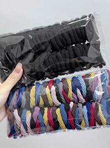 20/50/100 Women's Dark Color Mixed Simple And Versatile High-Stretch High-Ponytail Hair Tie Ponytail Holders Hair Elastics Hair Rubber Bands Scrunchies Hair Rope Elastic Hair Tie