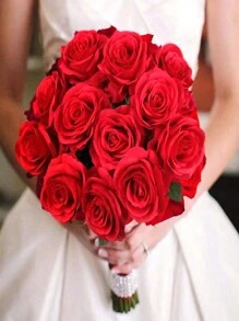 20/10/6/1pc, Artificial Rose Flowers, Faux Rose Flowers, Wedding Decoration, Bridal Bouquet, Suitable For Room Bedroom, Office Desk, Living Room, Wall, Kitchen, Birthday Gift, Wedding Decoration, Table Centerpiece, Outdoor Garden Decoration, Valentine's Day Home Decor - Red - View 3