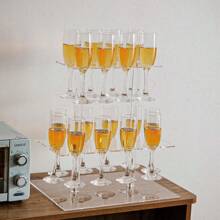 1 套亚克力 2/3 层香槟塔展示架，厚透明香槟杯架，适用于婚礼、派对、庆典