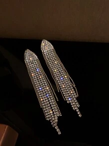 1 par de pendientes largos con forma de corazón, con strass y borlas, para San Valentín, mamá, madre, Día de la Madre, regalo