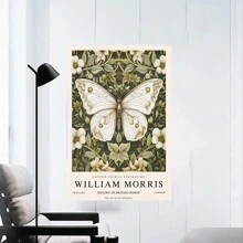 Butterfly Floral Art Print Poster - Wall Art For Living Room, Bedroom, Home Office, Bathroom, Kitchen, Spring & Winter Seasons - Modern, Art Deco, Vintage Style - Animal Print, Canvas Material, Indoor Use