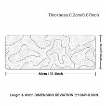 1 pieza Alfombrilla de ratón extra grande con diseño de curvas topográficas, base antideslizante y bordes cosidos, escritorio o almohadilla minimalista blanca para oficina o juegos de computadora