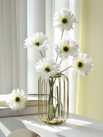 1 pieza/3 piezas, 16.54in/42cm, Flores de margarita africanas artificiales hechas de tela de seda, no se destiñen, tallo flexible - Para decoración del hogar, arreglos de jarrón en sala de estar y dormitorio, decoración de mesa de comedor, pared de flores DIY, decoración de bodas y fiestas, regalos, decoraciones navideñas.