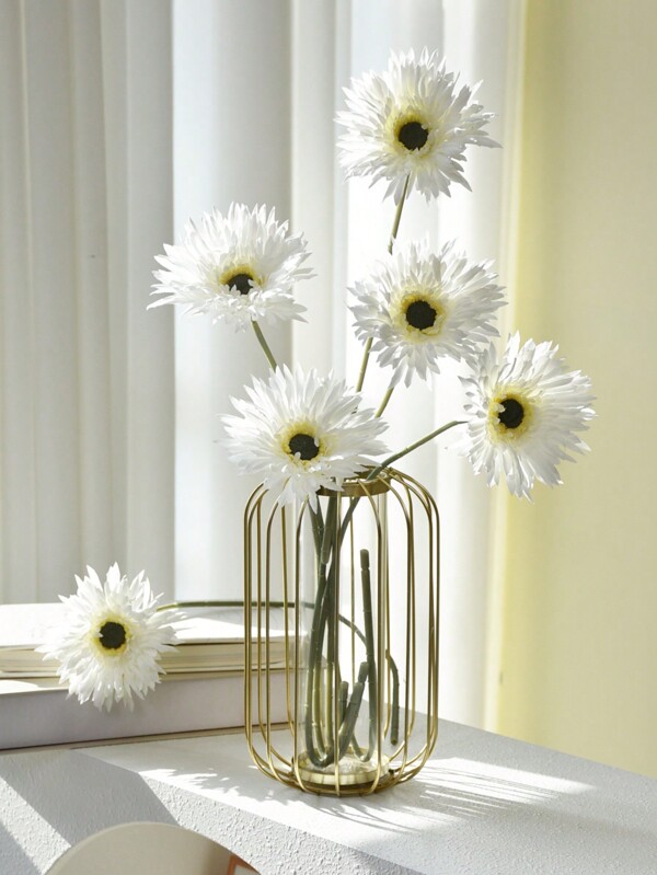 1 pieza/3 piezas, 16.54in/42cm, Flores de margarita africanas artificiales hechas de tela de seda, no se destiñen, tallo flexible - Para decoración del hogar, arreglos de jarrón en sala de estar y dormitorio, decoración de mesa de comedor, pared de flores DIY, decoración de bodas y fiestas, regalos, decoraciones navideñas.