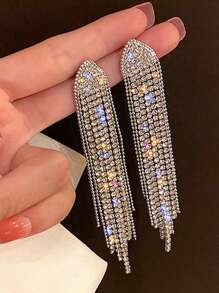 1 par de pendientes largos con forma de corazón, con strass y borlas, para San Valentín, mamá, madre, Día de la Madre, regalo