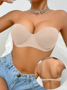 Bejge Half-Cup Underwear Girls Sexy Bra Comfortable Push-Up Straps Detachable Bra