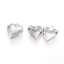 4pcs/20pcs Brass Locket Pendants Heart/Rectangle Photo Frame Charms For Anniversary Birthday Valentine's Day Necklace Gifts DIY